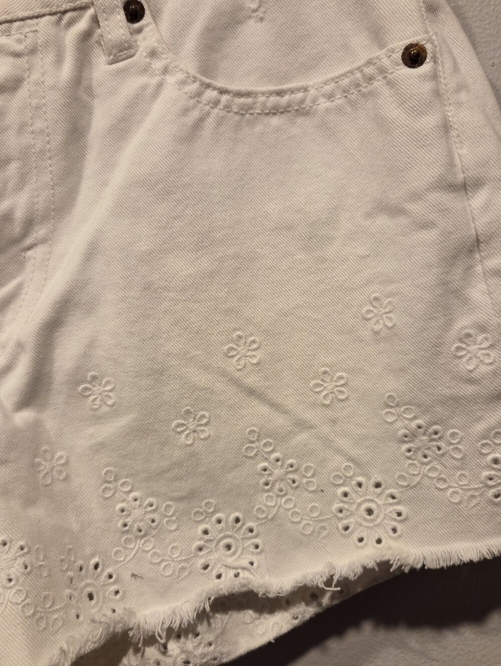 Shorts Polo by Ralph Lauren Flower Eyelet Frayed Denim Shorts